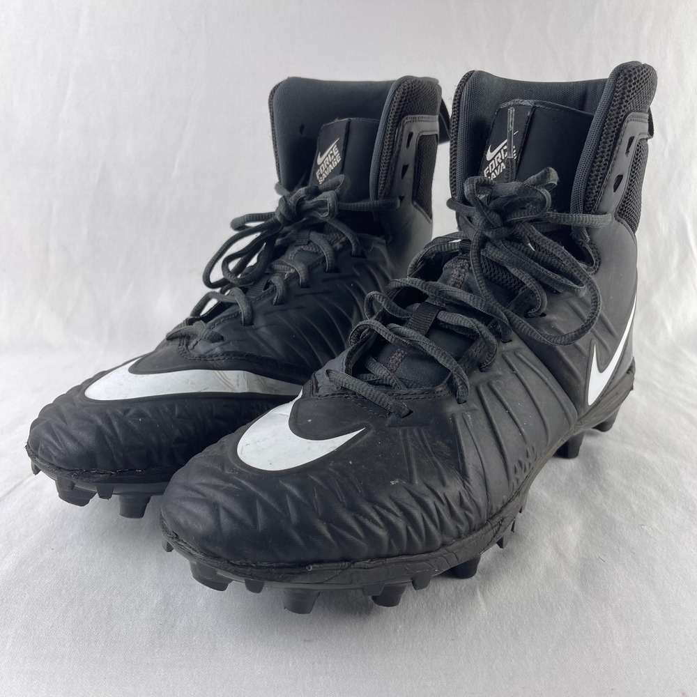 Nike Force Savage Shark Men 10.5 Black White High Top Football Cleats 880140-010